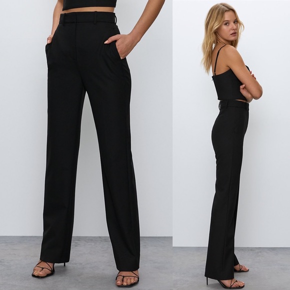 Babaton Meta Pant Black High-Waisted Long Straight Trousers 10 - Picture 2 of 9